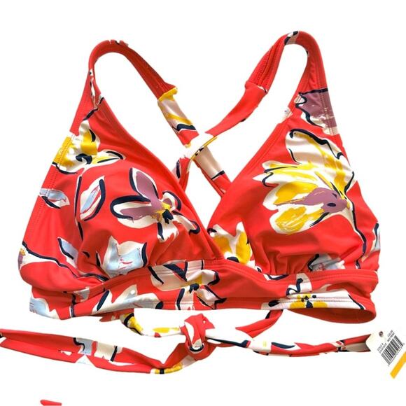 Catalina Bikini Set Red Floral Tie Back Top High Waisted Bottom Swim Small NEW - Picture 3 of 12